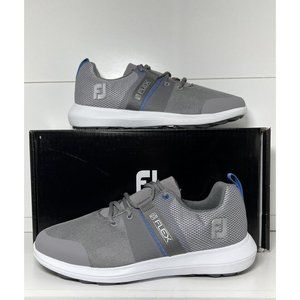 New in Box Footjoy Flex Men's Golf Shoes Size 9.5 Wide Style #56121 Grey/Blue